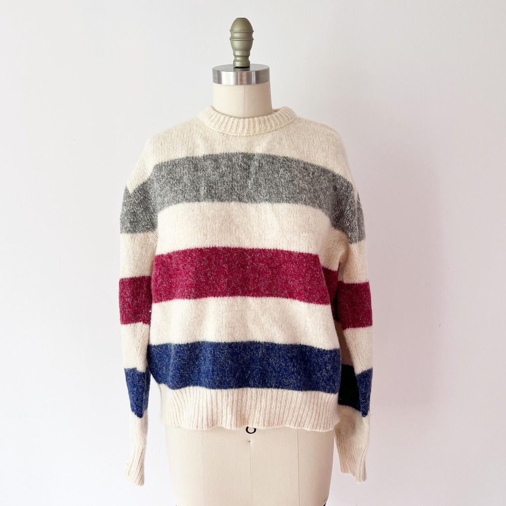 SIZE M Nautical‎ Striped Wool Blend Sweater Crewneck Pullover Cape Cod Nantucket